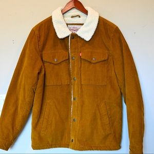 Men’s Levi Corduroy Sherpa Ginger Full Zip & Button Trucker Jacket - Great Shape